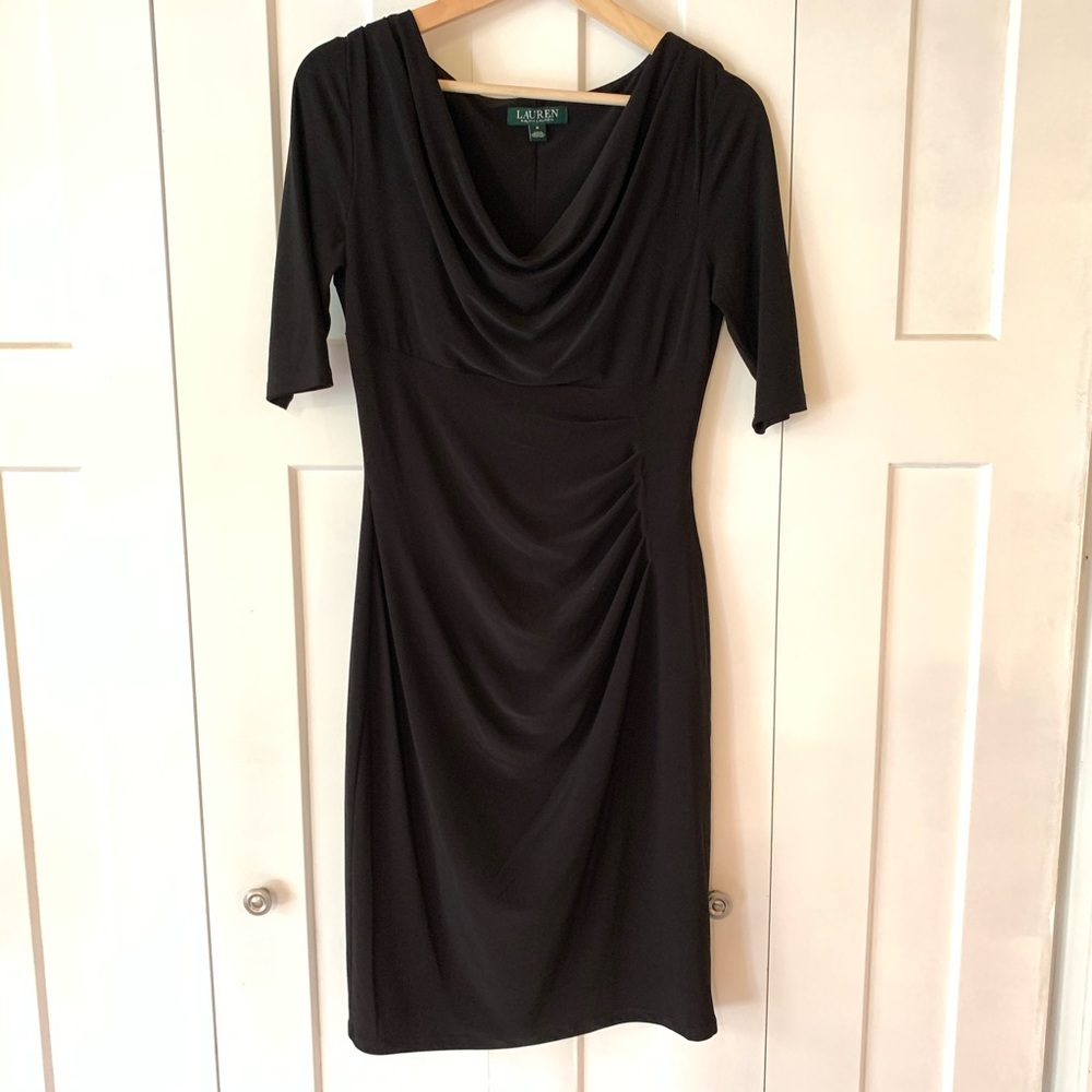 Ralph Lauren ruched black dress size 6